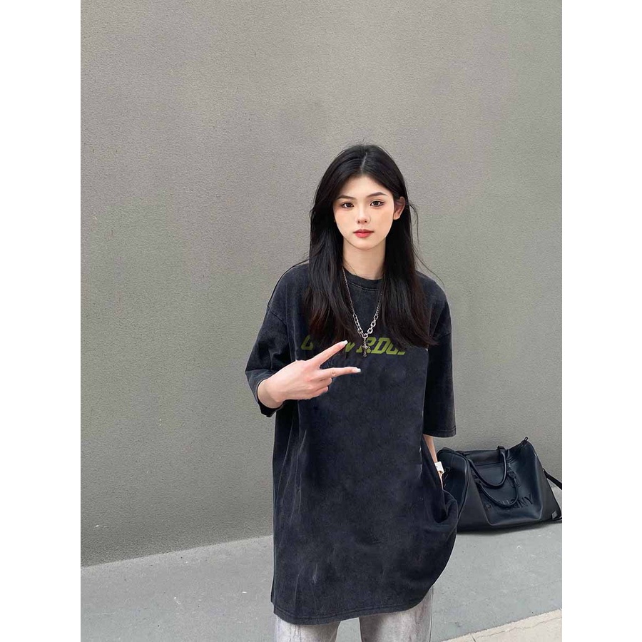 HIIXIIVI Mới Áo Thun 100% Cotton Tay Ngắn Dáng Rộng In Hình Cá Tính