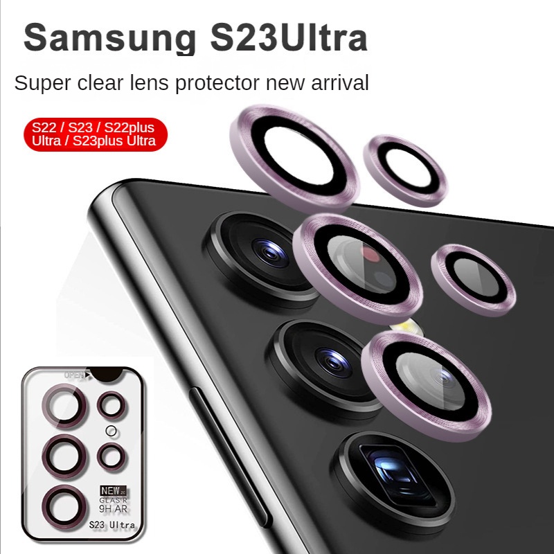 Ốp Điện Thoại Mặt Kính Viền Kim Loại Bảo Vệ Ống Kính Máy Ảnh Cho Samsung Galaxy S23 S22 Ultra