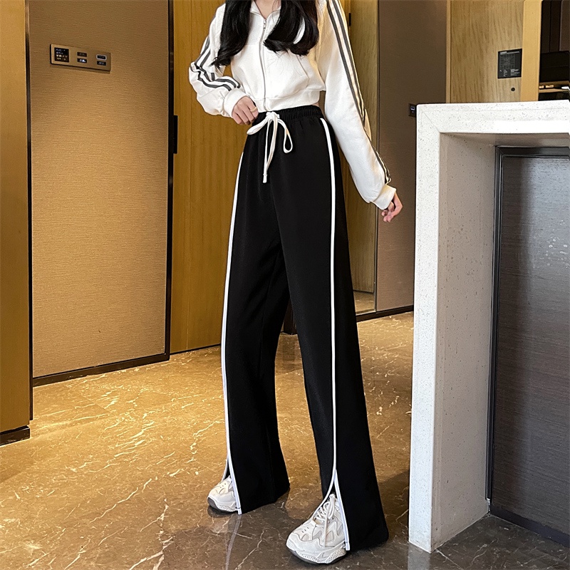 Quần Ống Rộng Xẻ Tà Cạp Cao Mùa Xuân Mới Cho Nữ