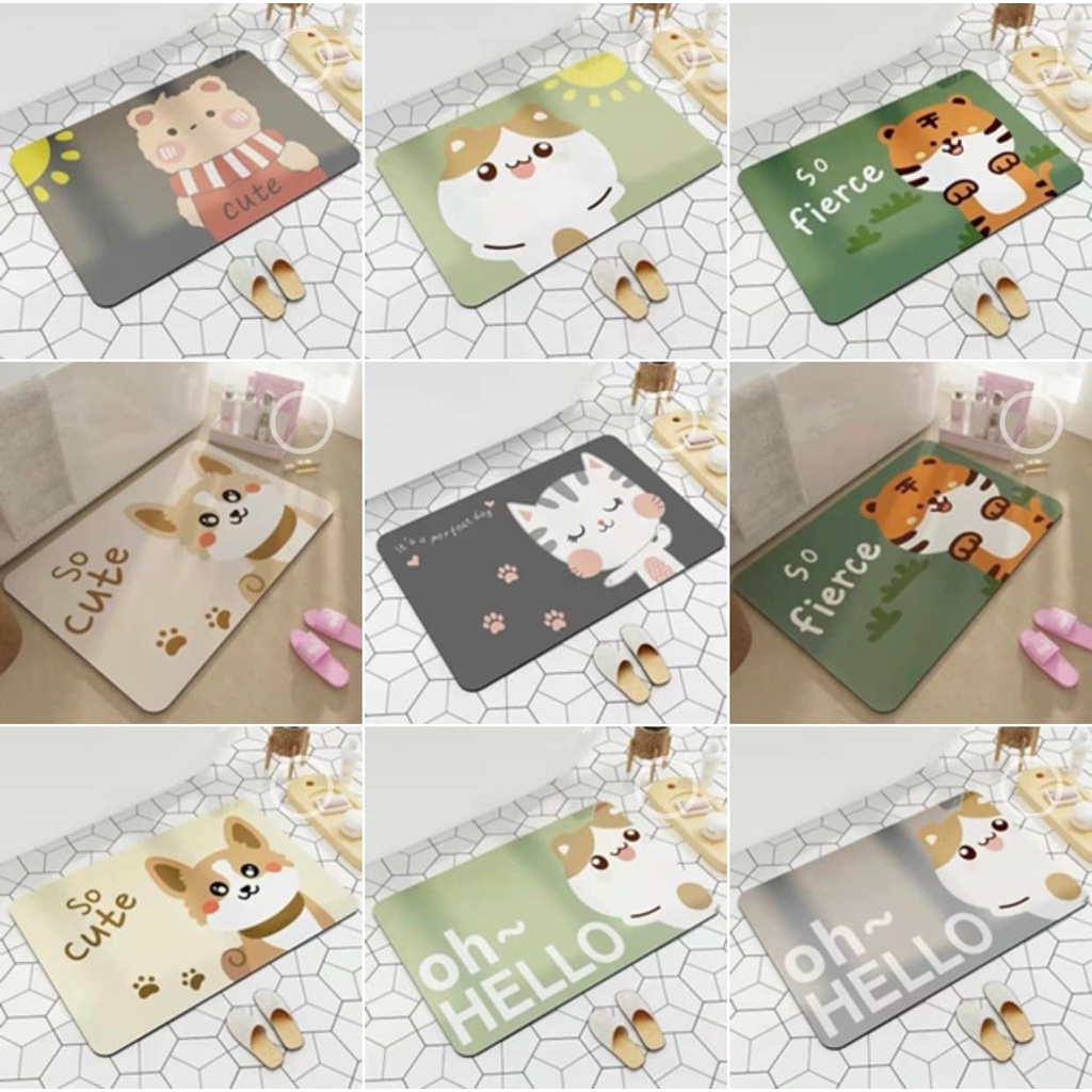 Thảm silicone hoạ tiết hình thú cute 40x60 cm thấm nước cực tốt