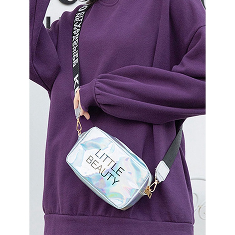 Túi Đeo Chéo Vai Bằng Nhựa Pvc Màu Laser Thời Trang Sành Điệu Cho Nữ