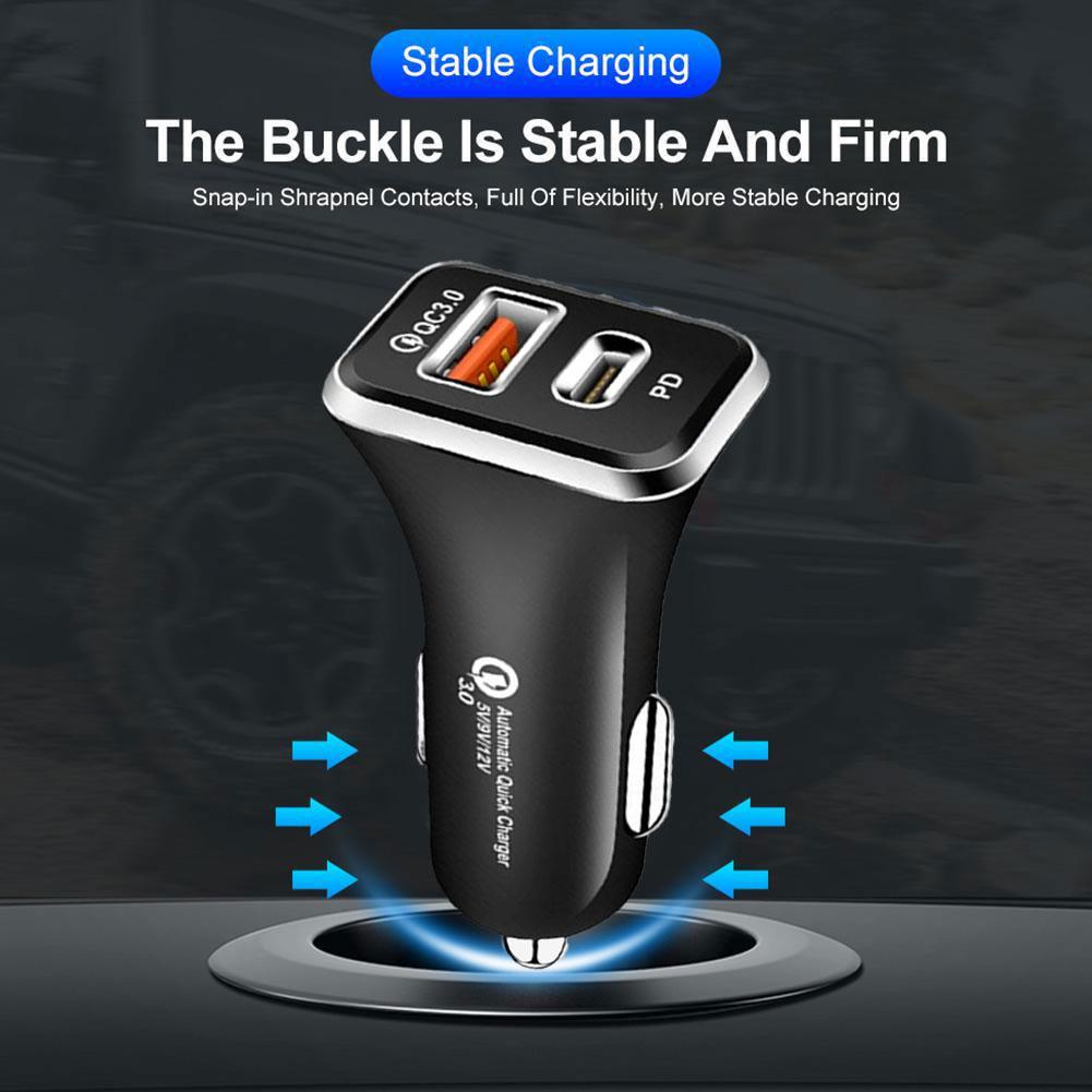 Cốc Sạc Điện Thoại Nhanh QC3.0 38W PD20W A + C I0S2 Cho Xe Hơi