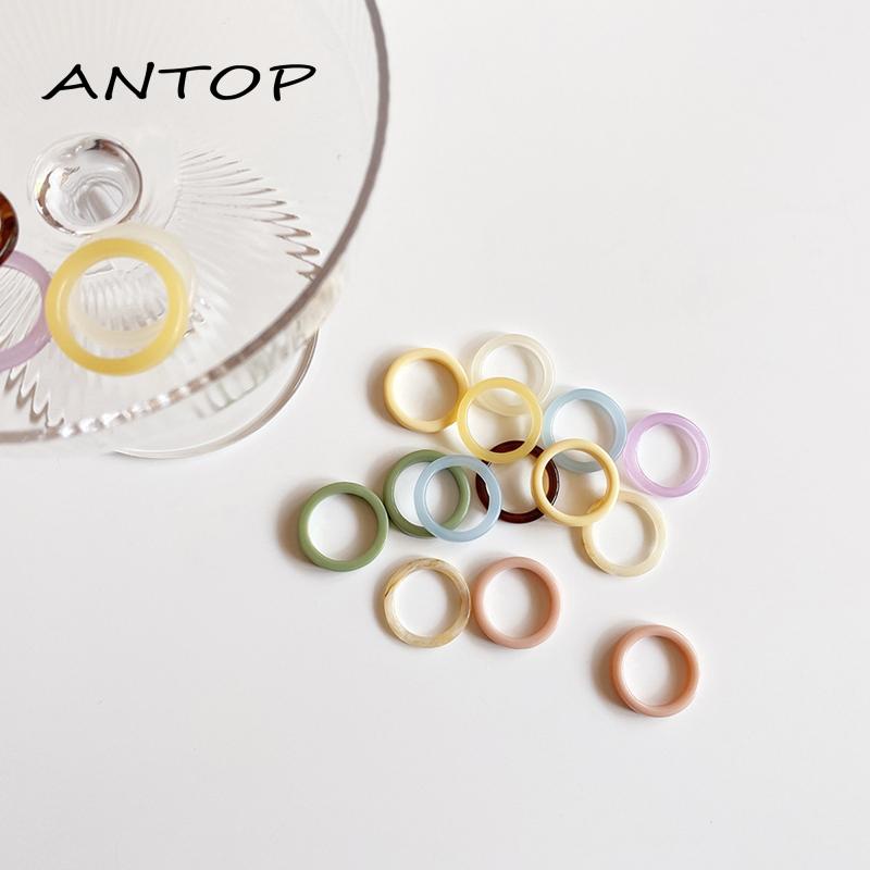 Nhẫn Nhựa Acrylic Màu Hổ Phách Phong Cách Hàn Quốc Cho Nữ