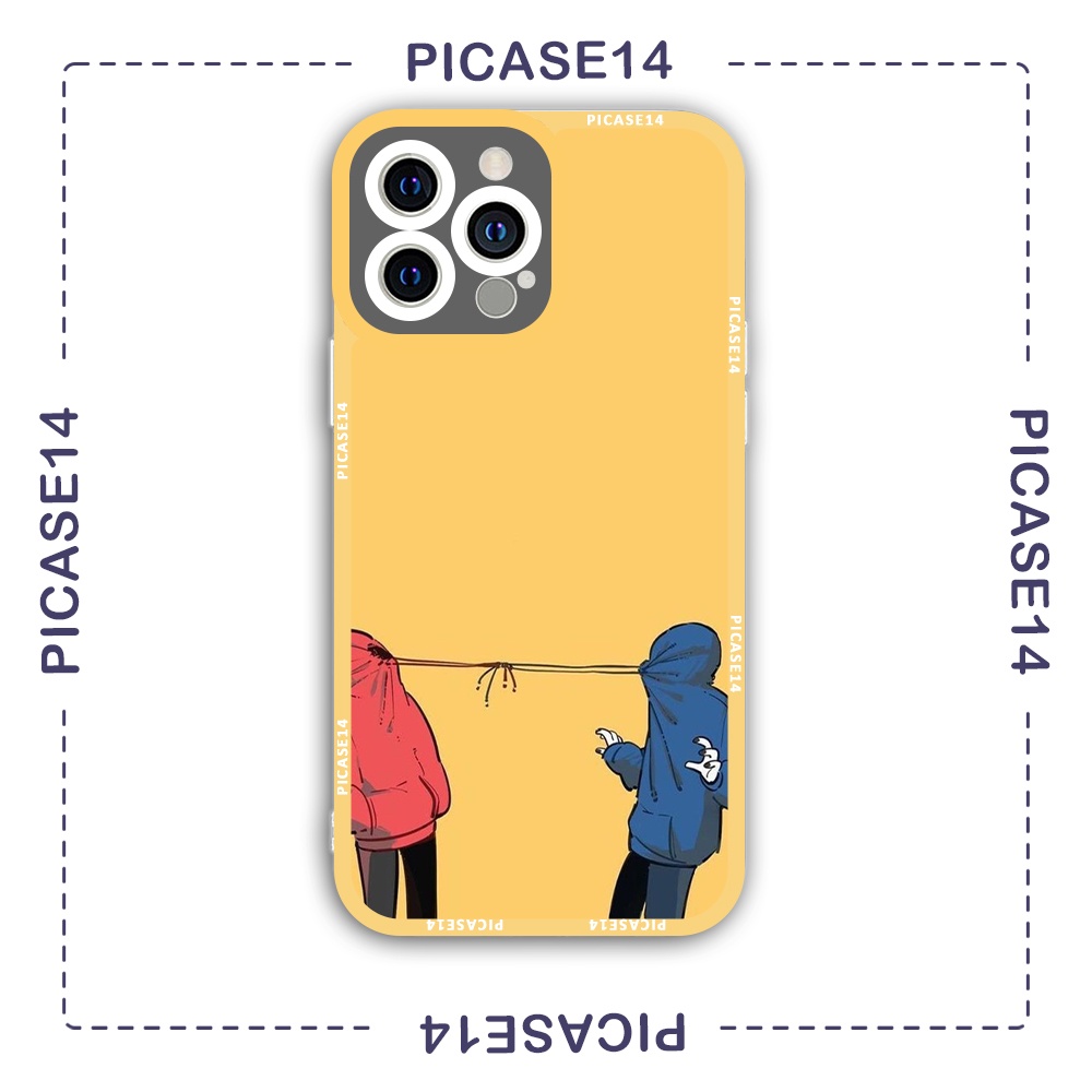 Ốp iphone cạnh vuông Picase14 couple áo đôi nhí nhảnh 6/6s/7plus/8plus/x/xr/xs/11/12/13/pro/max/plus/promax/14