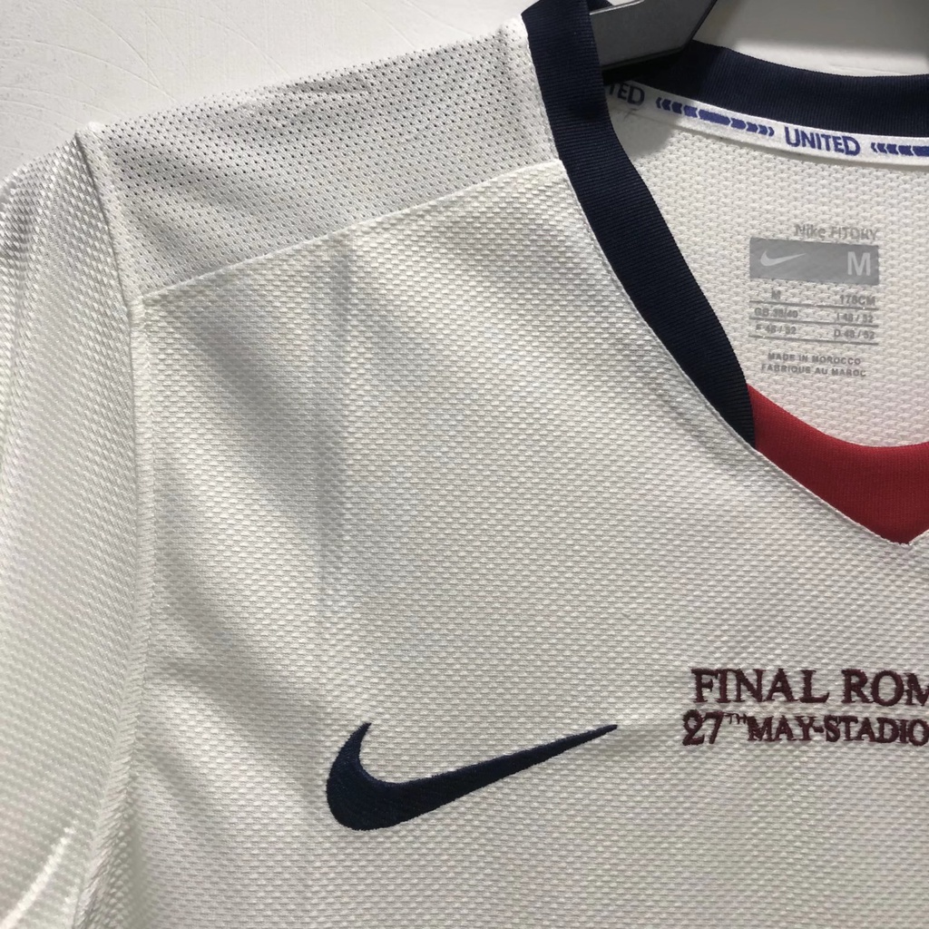 Áo đấu cổ điển 0809 bộ bóng đá manchester united away champions league màu trắng