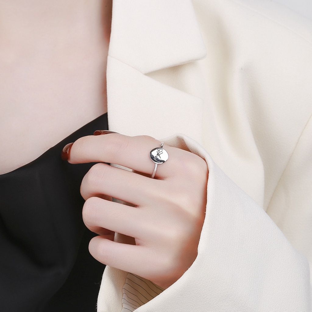 [DIL] Nhẫn Mở Kích Thước Điều Chỉnh Được Không Phai Tối Giản Bóng Cao Quyến Rũ Hình Học Cho Cặp Đôi Trong Ngày Valentines