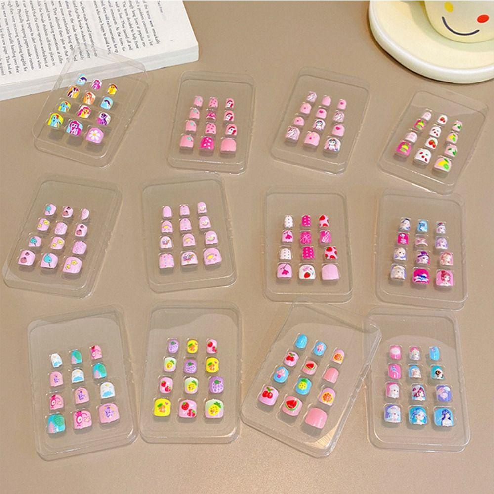 Móng Tay Giả Dạng Nhấn Họa Tiết Hoạt Hình Màu Kẹo Ngọt Xinh Xắn