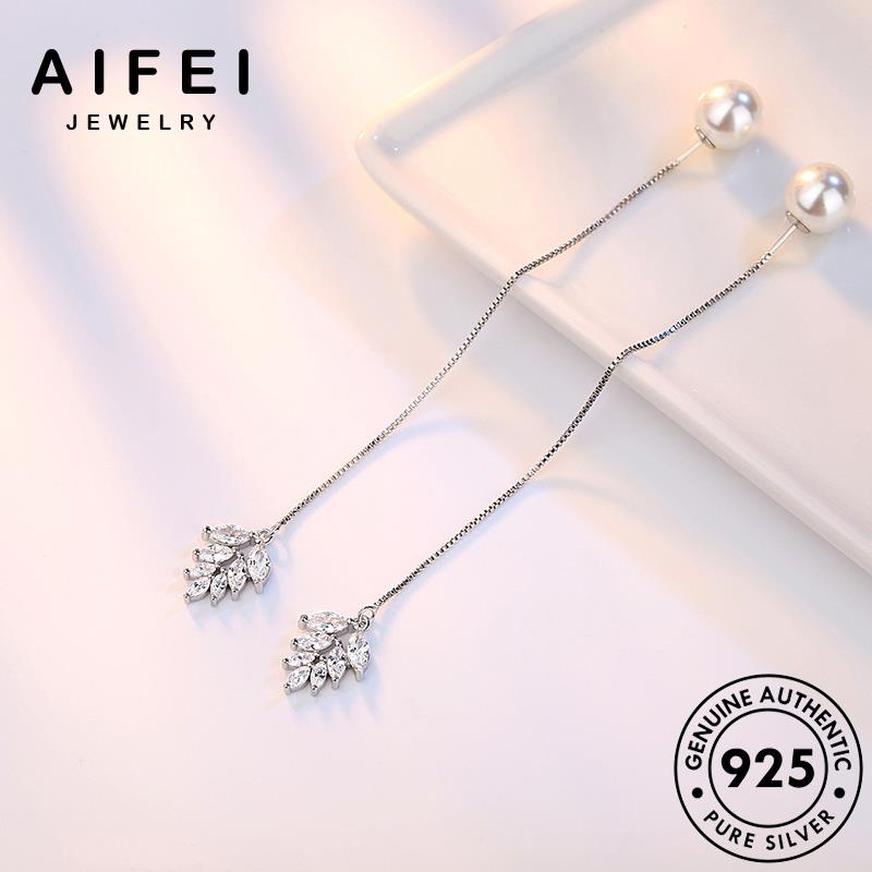 AIFEI JEWELRY nguyên tính trai tua bạc thật tai hàn trang tròn kiện Thời khuyên nữ 925 thời bông ngọc bản quốc xỏ phụ sức vành lá khí E635