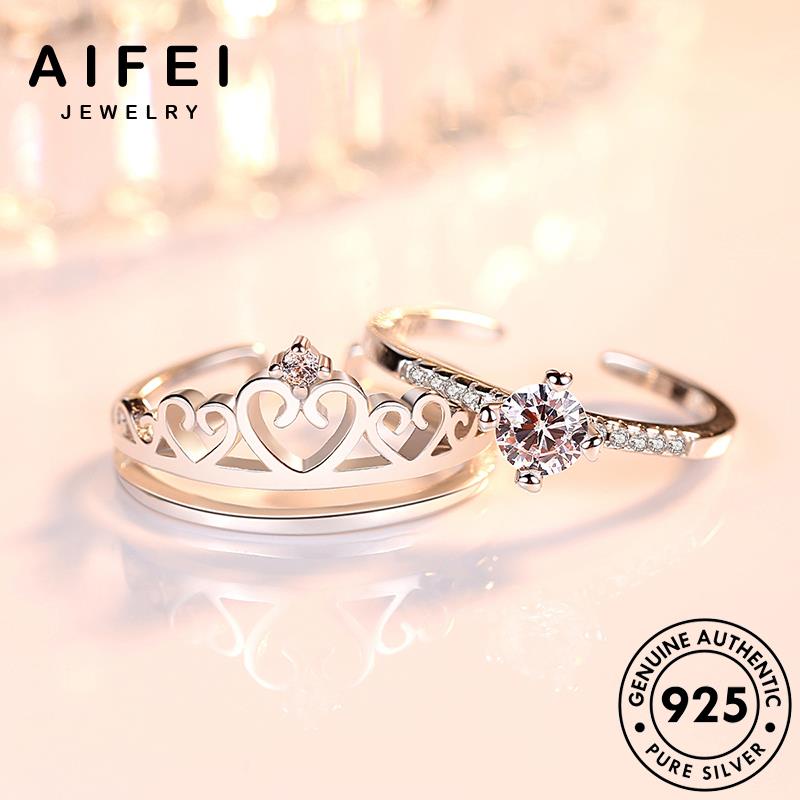 AIFEI JEWELRY sức miện bạc cương quốc moissanite bản phụ kim thời nguyên nhẫn kiện vương hàn cặp trang 925 thật đơn giản đôi R53