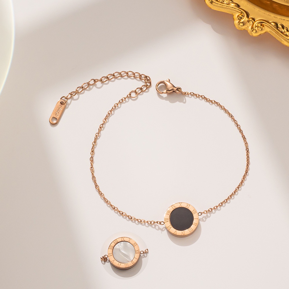 Vòng Tay Mạ Vàng 18K Đính Đá Zircon Không Màu Chống Oxy Hóa Bằng Thép Không Gỉ Cho Nữ