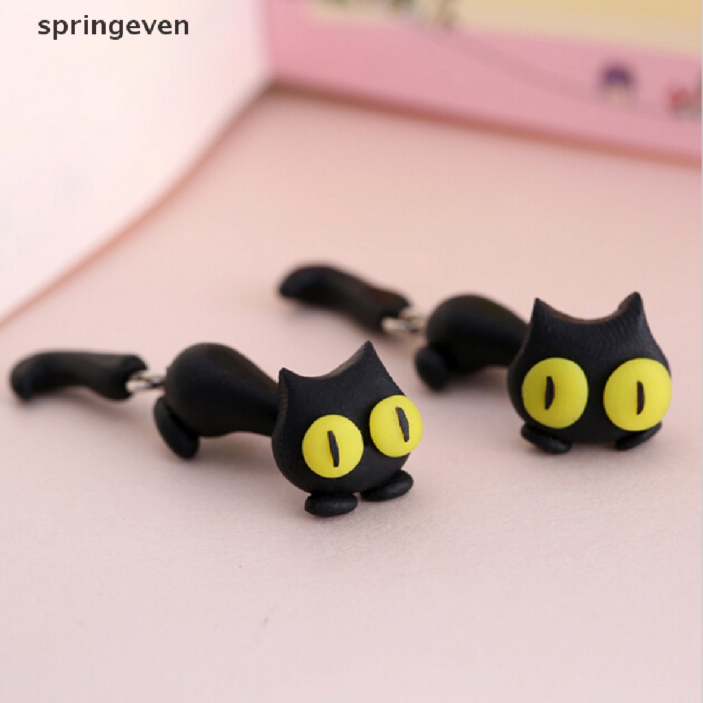 1 Đôi Bông Tai Hình Mèo Bằng Đất Sét Polymer Dễ Thương