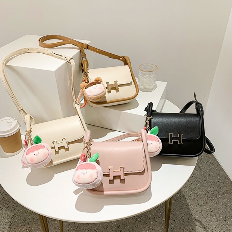 Túi Đeo Chéo Một Bên Vai Hình Vuông Nhỏ Màu Trơn Phong Cách Hàn Quốc Ngọt Ngào Dễ Phối Đồ Cho Nữ