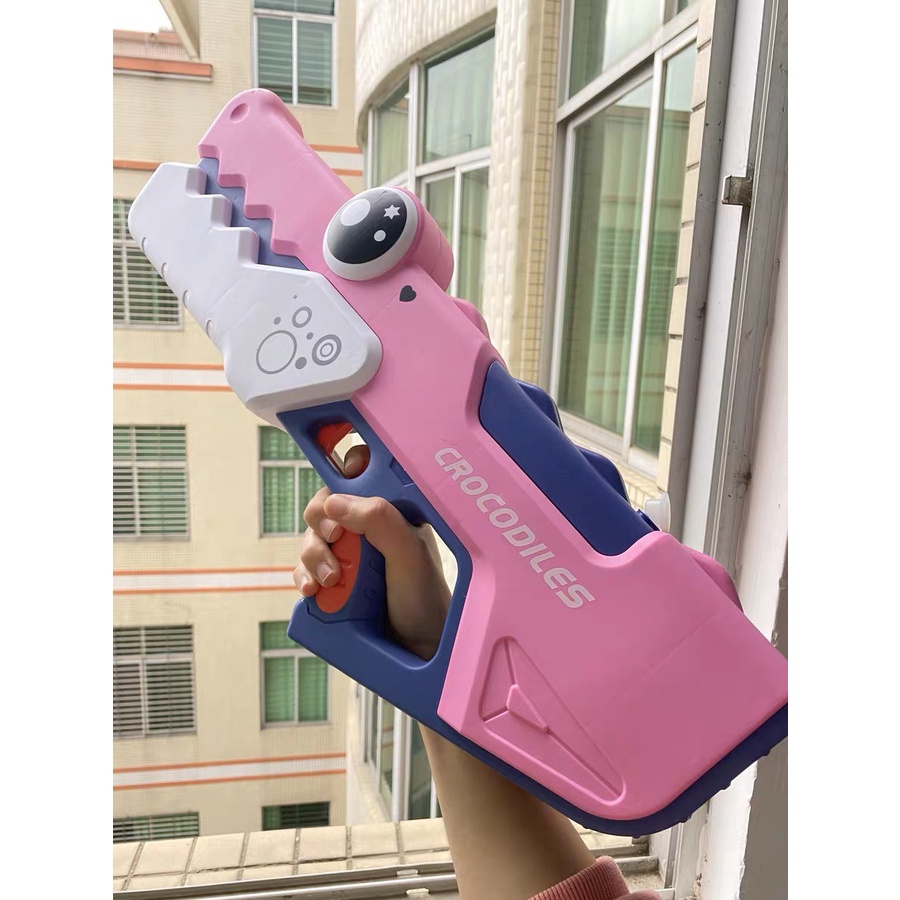 (chạy pin) Đồ chơi súng phun nước tự động pin sạc, tự động hút nước cỡ lớn mẫu cá sấu