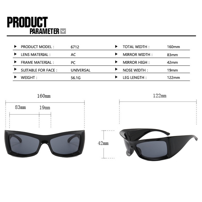 Kính Mát Gọng Chữ Nhật Oversized Y2K Phong Cách Âu Mỹ Cá Tính Cho Nam Nữ