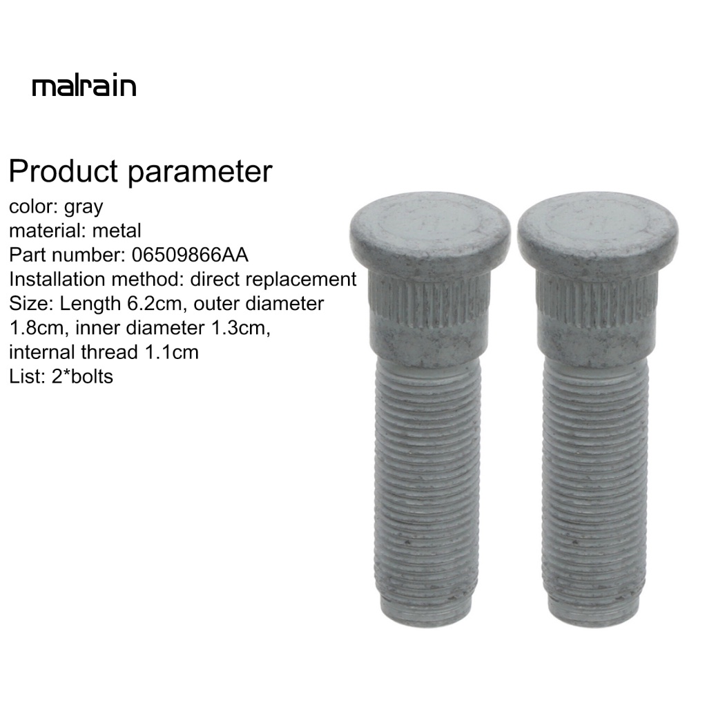 Set 2 Đinh Tán Bánh Xe Màu Xám Chuyên Dụng 06509866Bộ Phụ Kiện Trục Bánh Xe Trước / Sau Cho Dodge Ram 2500 3500 2012-2018