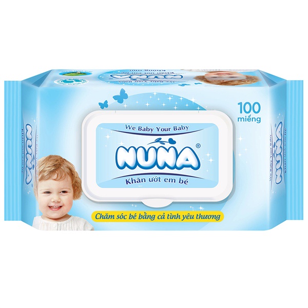 KHĂN ƯỚT EM BÉ NUNA KHÔNG MÙI GÓI 100 MIẾNG