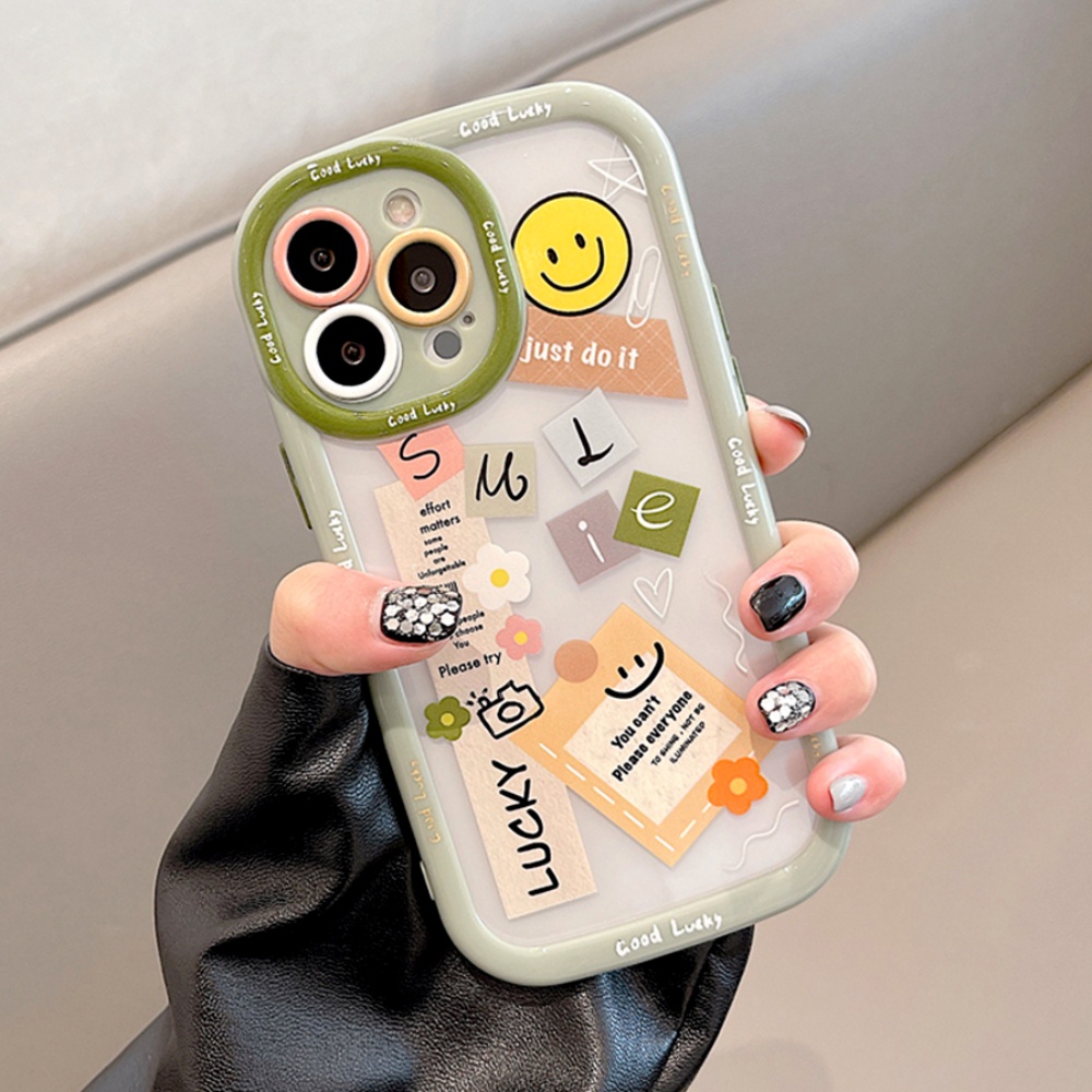 Ốp Điện Thoại TPU Mềm Trong Suốt Họa Tiết Mặt Cười Chống Sốc Chống Bụi Cho IPhone 11 12 13 14 Pro Max