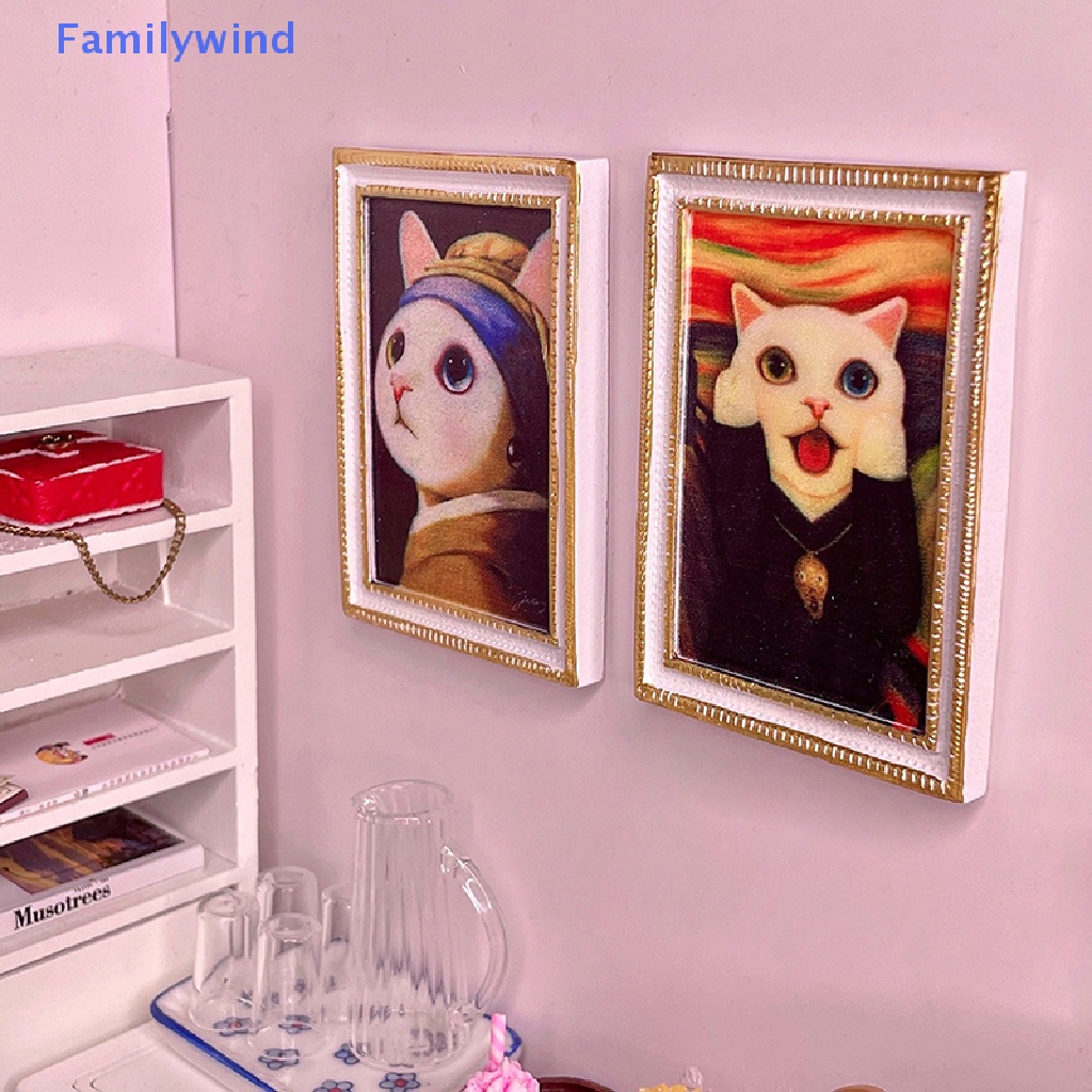 Sticker Dán Tường Họa Tiết Mèo Dễ Thương Bắt Mắt Cho Nhà Búp Bê 1: 12