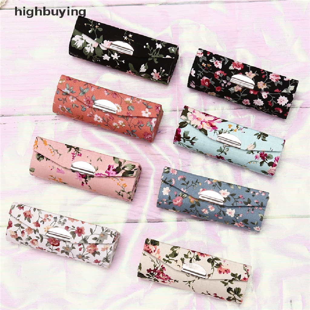 Hộp Đựng Son Môi Họa Tiết Thêu Hoa Kèm Gương Phong Cách Retro