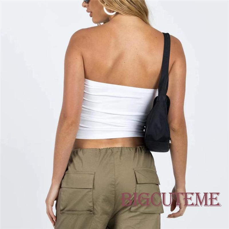 [] Áo Ống Mỏng Không Tay Không Đối Xứng Viền Ren Hoa Mùa Hè Cho Nữ