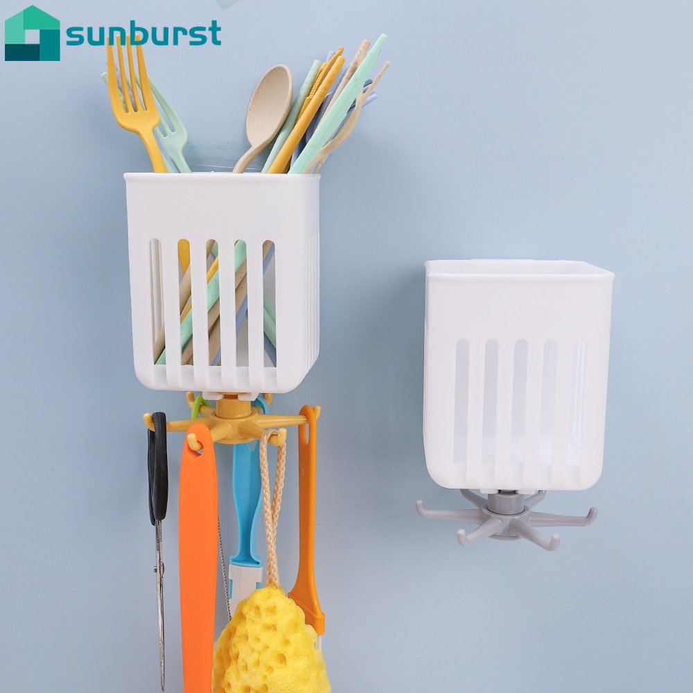 Giá Đựng Dụng Cụ Nhà Bếp Đa Năng Xoay 360 Độ 6 Móc Treo Tiện Dụng