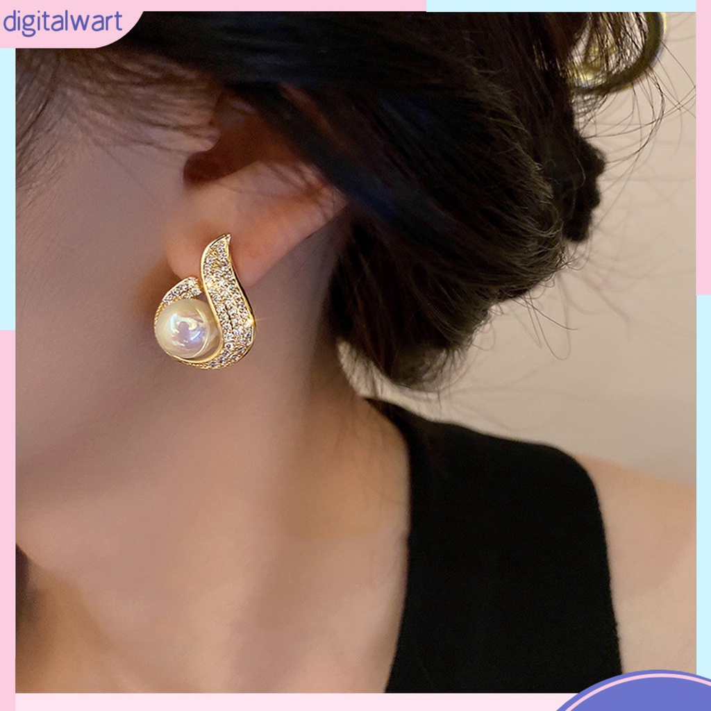 1 Đôi Bông Tai Hình Giọt Nước Đính Ngọc Trai Giả Sang Trọng Bắt Mắt