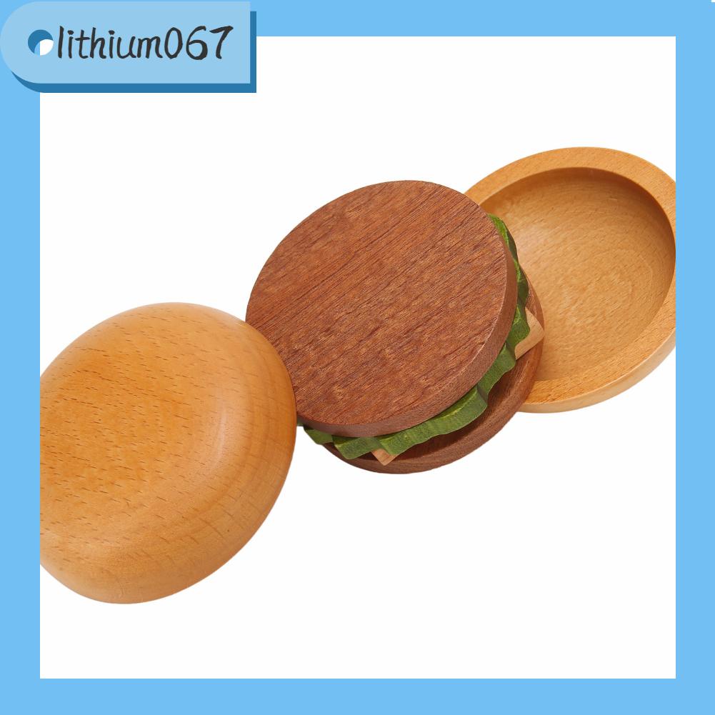 Lithium067 Hamburger Coaster Set Cách nhiệt Đế lót ly uống bằng gỗ tinh tế dễ thương có nam châm cho nhà bếp