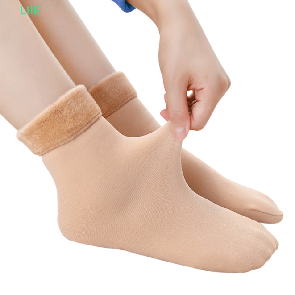 1 Đôi Vớ Nhung Dày Mềm Giữ Ấm Màu Trơn Thời Trang Mùa Đông Cho Nữ