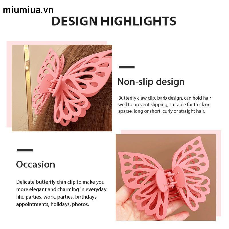 miumiuaKẹp tóc nữ hình bướm mờ Kẹp tóc đa năng hai lớp rỗng ruột