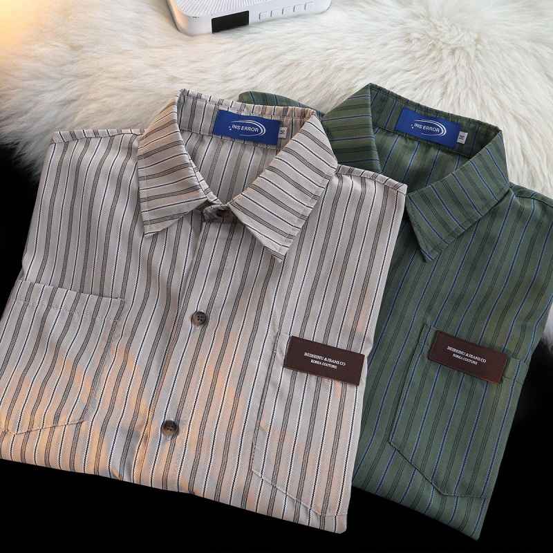 Áo Sơ Mi Tay Ngắn Họa Tiết Kẻ Sọc Thời Trang Mùa Hè 2023 Dành Cho Nam Nữ