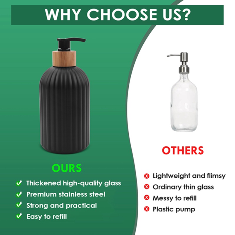 Bộ Bình Đựng Xà Phòng Thủy Tinh 14Oz Kèm 2 Khay Gỗ Dành Cho Trang Trí Nhà Bếp Phòng Tắm Nông Trại