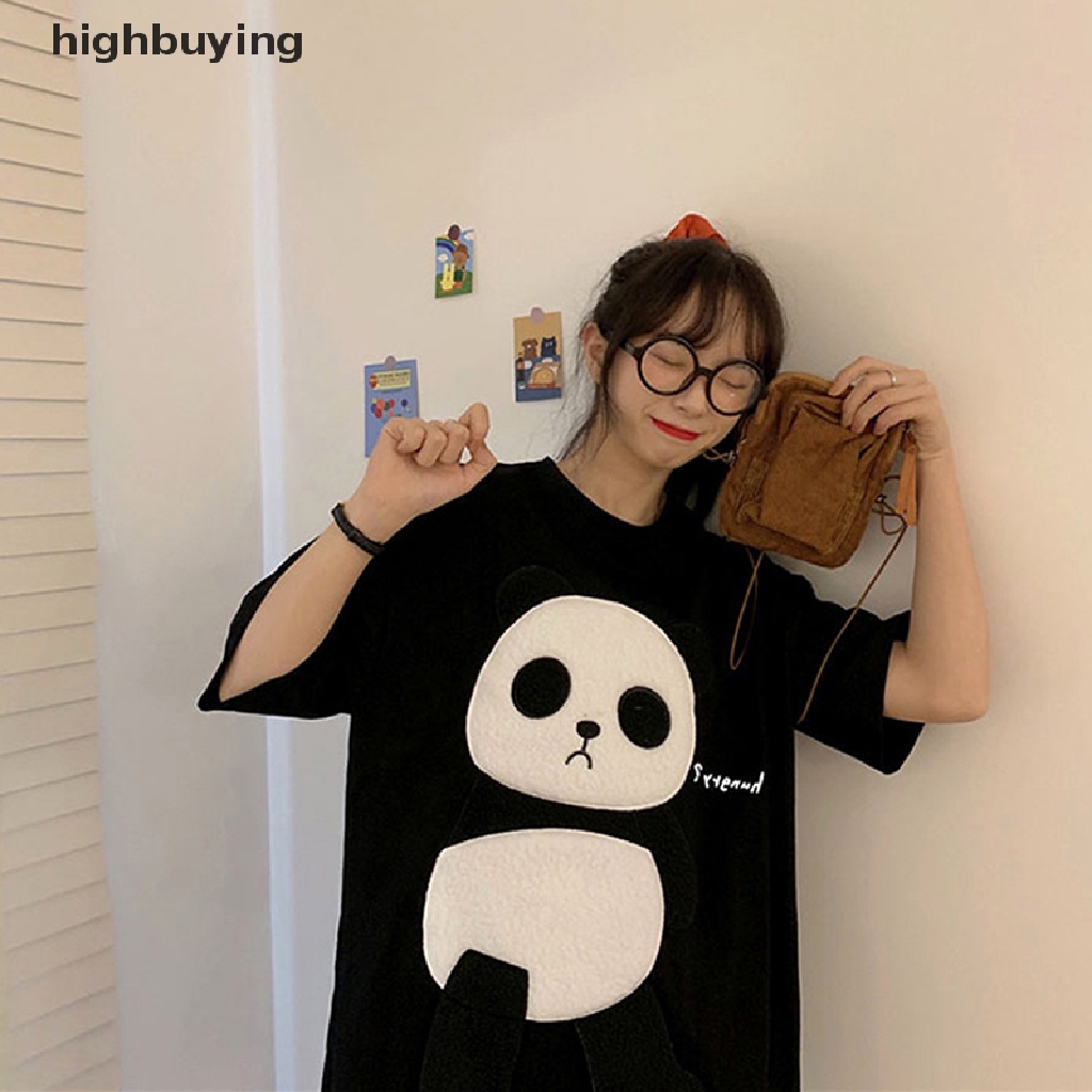 Áo Thun Tay Ngắn Cổ Tròn In Hình Gấu Trúc Hoạt Hình Dành Cho Nữ