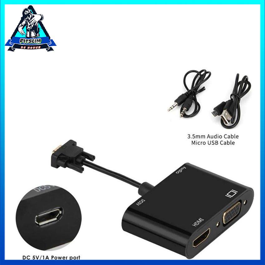 Bộ Chuyển Đổi Màn Hình Vga Sang Hdmi Tương Thích 2 Trong 1 Cáp Âm Thanh Video Độ Nét Cao