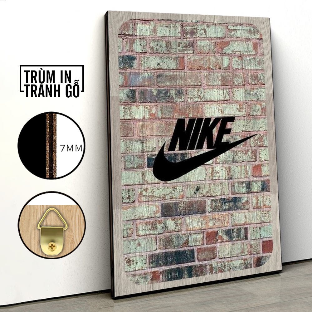 Tranh in gỗ trang trí nội thất Nike Bờ Tường decor phòng ngủ phòng khách văn phòng