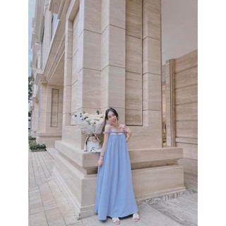 Đầm lụa trơn dây chun    