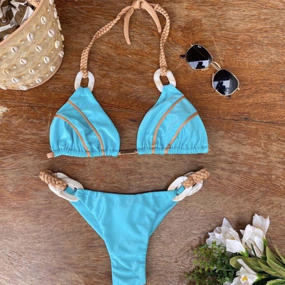 MOILYVN Bộ Bikini 2 Mảnh Màu Trơn Gợi Cảm Thời Trang Cho Nữ