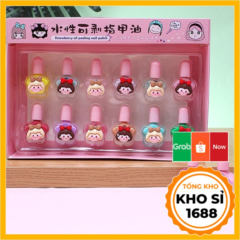 Set 12 - 24 lọ sơn móng tay lột được cho trẻ em, sơn móng tay tự bong tiện dụng cho bé gái E1144