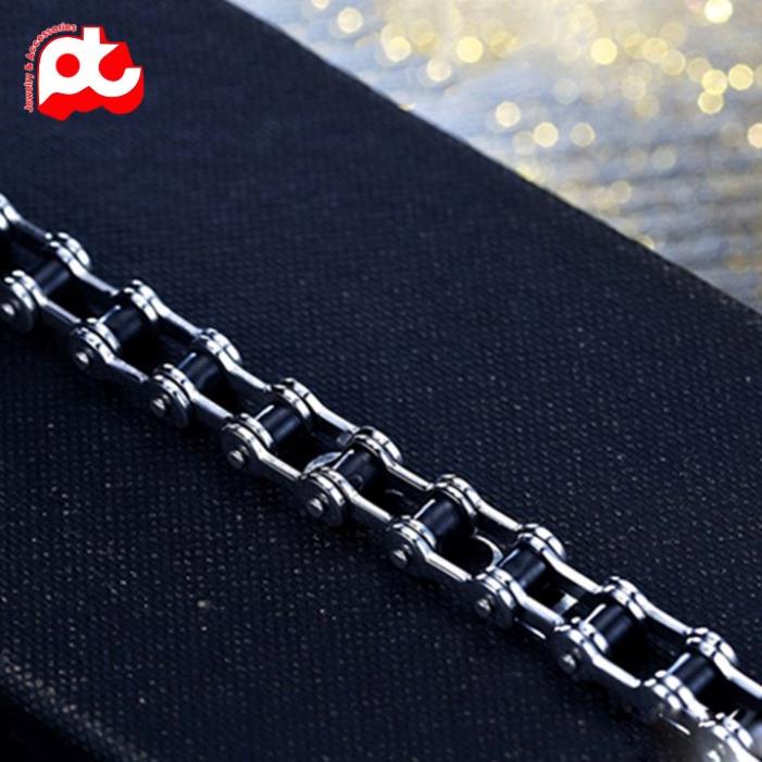 Lắc tay xích titan cao cấp đẹp sang trọng nam titan thép không gỉ kiểu dây xích xe ahihi.official màu trắng PTLTNA66