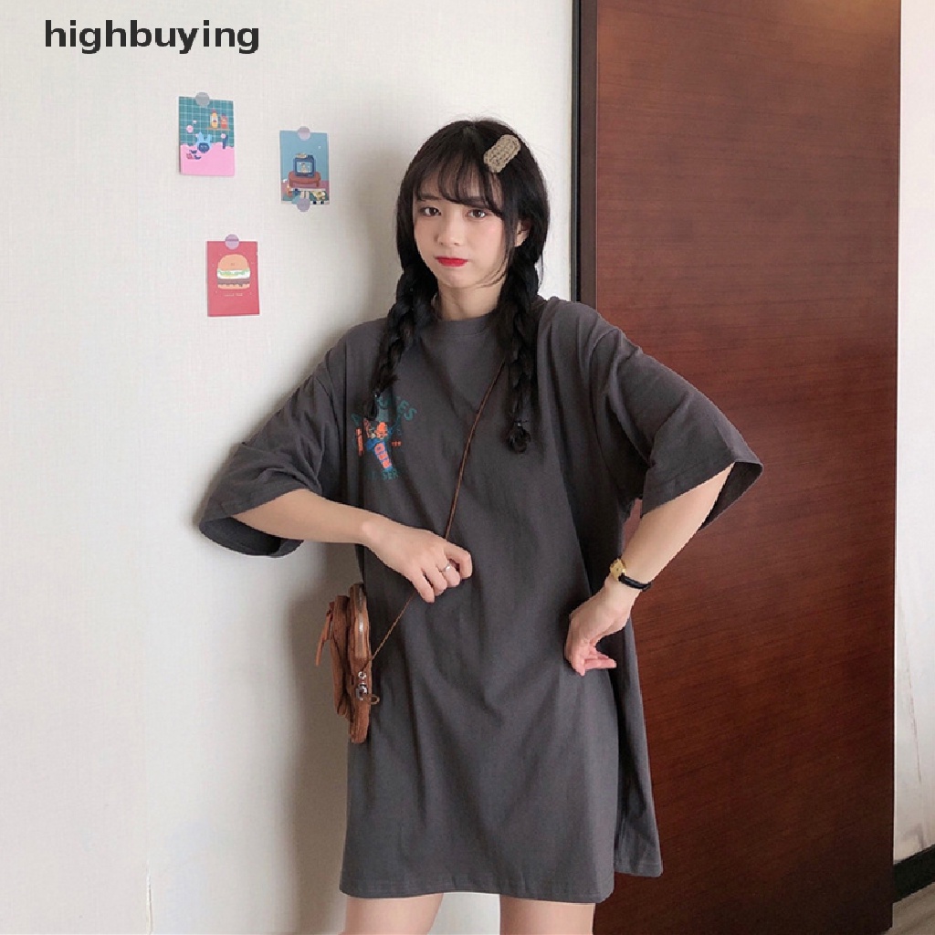 Áo Thun Tay Ngắn Cổ Tròn Dáng Rộng In Họa Tiết Phong Cách Retro Cho Nữ