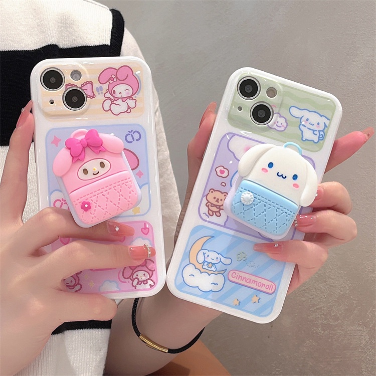 Sanrio Giá Đỡ Điện Thoại Có Thể Gập Lại Kèm Gương Hình Hello Kitty Cinnamonroll
