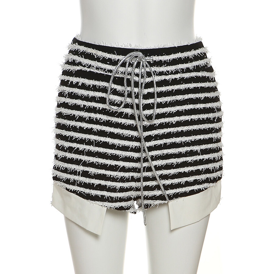 Quần Short Lưng Cao Kẻ Sọc Phong Cách Đường Phố Mỹ Thời Trang Cho Nữ