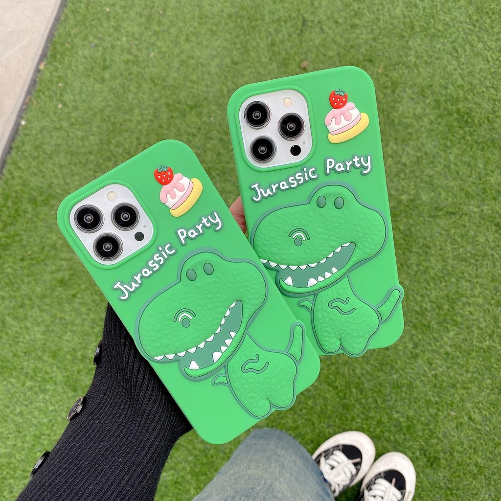 Ốp Điện Thoại tpu Dẻo Họa Tiết Hoạt Hình Khủng Long 3D Dễ Thương Cho iPhone 14 13 Pro MAX 12 11
