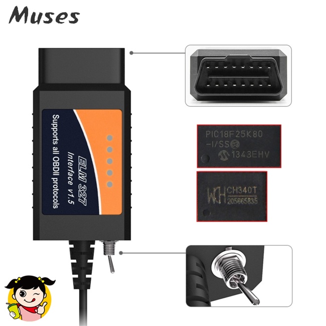 Dây Cáp Chẩn Đoán Lỗi Obd 327 Có Công Tắc Tương Thích Cho Forscan Elmconfig Ff2 Foccus