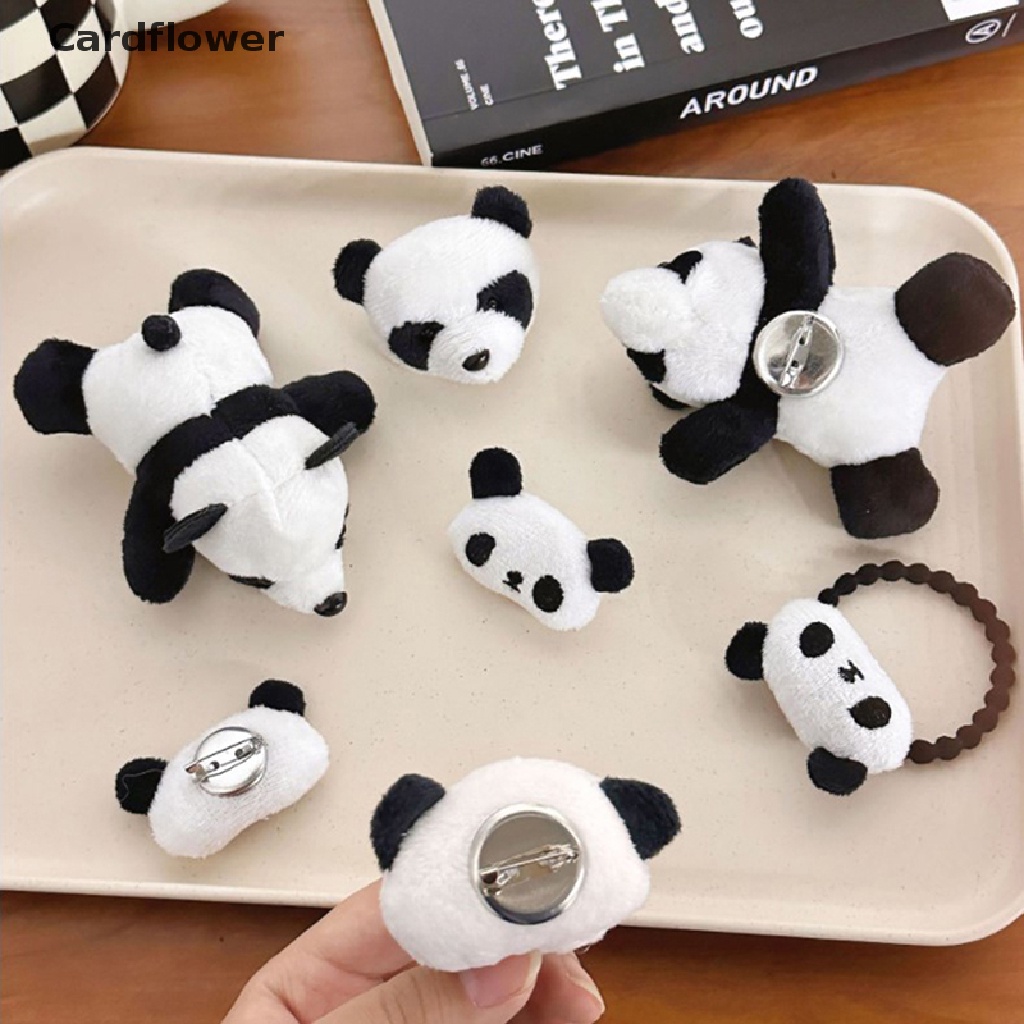 &lt; Cardflower &gt; Dây Buộc Tóc Co Giãn Đính Lông Xù Hình Gấu Trúc Dễ Thương Phụ Kiện Trang Phục Hàng Đang Giảm Giá