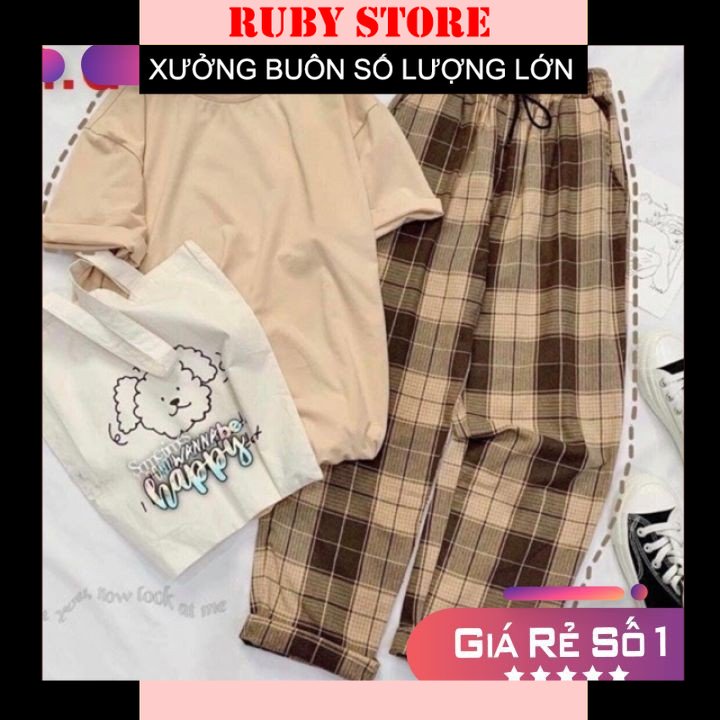 Sét Áo Thun + Quần Kẻ Xuông HĐ12 (Shop Bán Đồ Bộ Đẹp)
