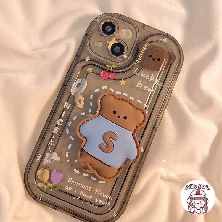 Ốp Điện Thoại TPU Mềm Trong Suốt Chống Sốc Họa Tiết Gấu Nâu 3D Cho Iphone 14 Pro Max 11 12 11 Pro Max