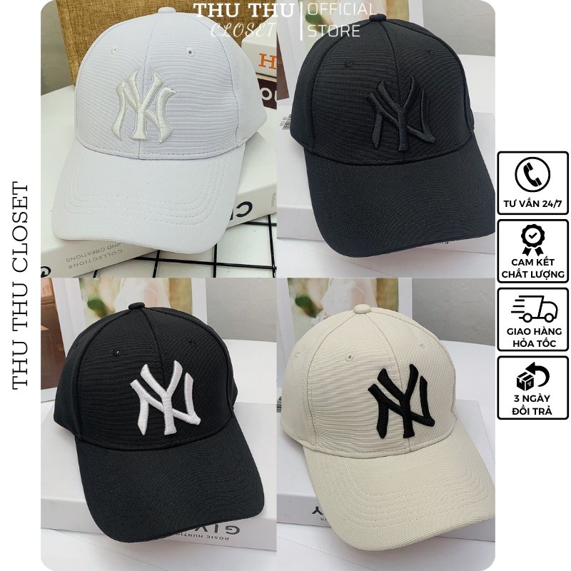 Mũ lưỡi trai Nón kết thêu chữ NY form unisex nam nữ chất lụa gai cao cấp nhiều màu
