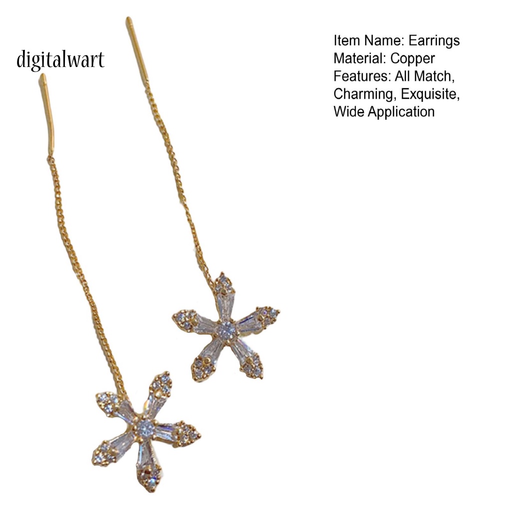 Kỹ Thuật Số| Đôi Khuyên Tai Dài Hình Hoa Đính Đá Thời Trang Cho Nữ