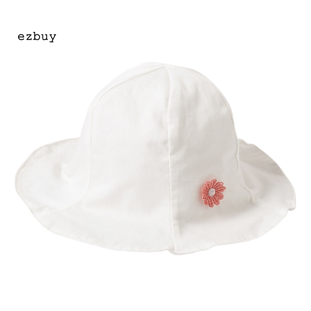 Mũ Tai Bèo Cotton Thoáng Khí Chống Phai Màu Đính Hoa Tinh Tế Có Dây Đeo Cho Trẻ Em