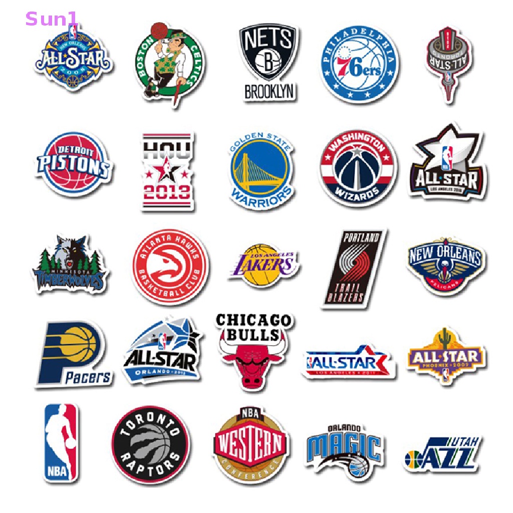 Set 50 Miếng Dán Trang Trí Hình Đội NBA Chống Nước